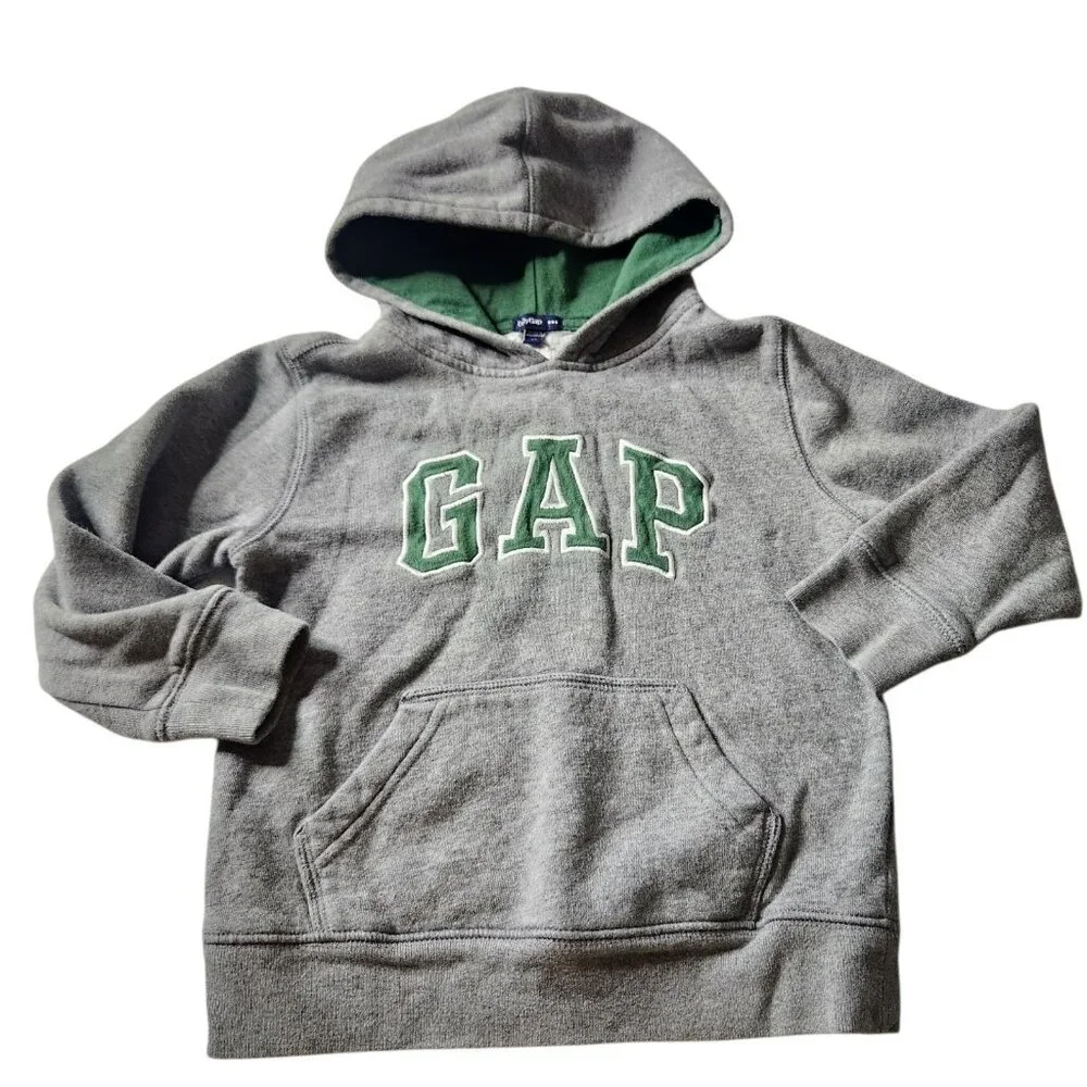 Vtg Gap Kids Grey Y2K Spell Out Logo Sweatshirt Pullover Hoodie Size 4T